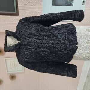 Cyn Baa Hand Crafted Genuine Lambskin Shearling Jacket Black Curly Lamb Coat